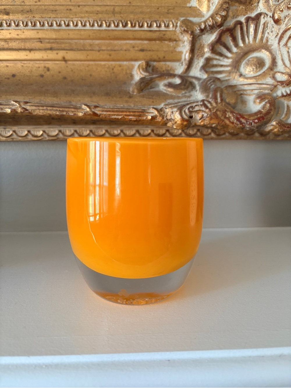 Glassybaby Hand Blown Glass Candle Holder Votive Orange Crush Glassy Baby